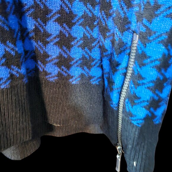Apt. 9 Blue & Black Houndstooth Print Tunic Sweater Size Large - Picture 3 of 5